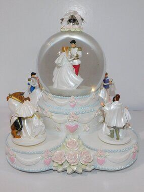 Disney Princess Wedding Snow Globe Sankyo Music Box "So This Is Love" 8x8x8 READ